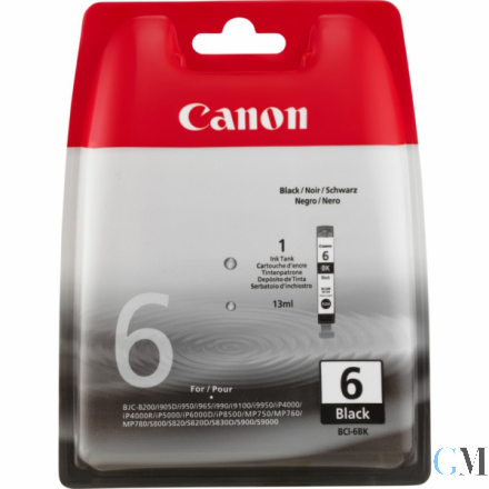 Original Canon 4705A002/BCI-6BK Tintenpatrone schwarz, 210 Seiten ISO/IEC 24711 13ml