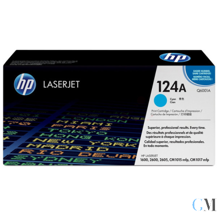 Original HP Q6001A/124A Tonerkartusche cyan, 2.000 Seiten/5%