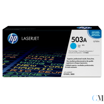 Original HP Q7581A/503A Tonerkartusche cyan, 6.000 Seiten/5%