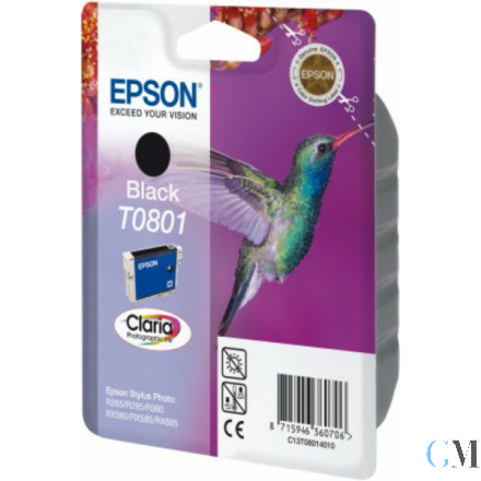 Original Epson C13T08014011/T0801 Tintenpatrone schwarz, 330 Seiten ISO/IEC 24711 7.4ml