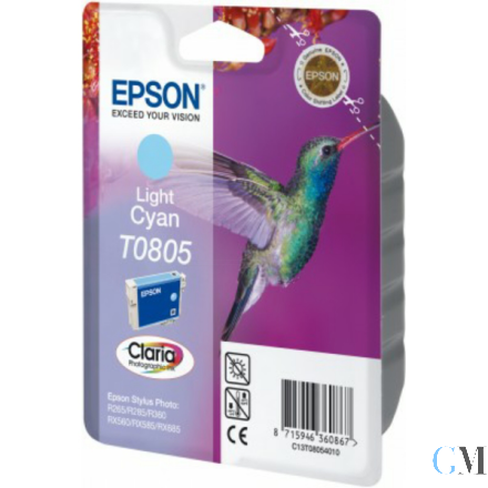 Original Epson C13T08054011/T0805 Tintenpatrone cyan hell, 330 Seiten ISO/IEC 24711 7.4ml