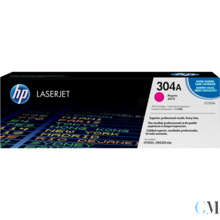 Original HP CC533A/304A Tonerkartusche magenta, 2.800 Seiten ISO/IEC 19798