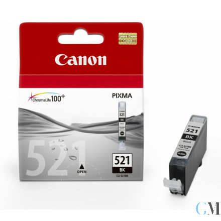 Original Canon 2933B001/CLI-521BK Tintenpatrone schwarz foto, 1.250 Seiten ISO/IEC 24711 690 Fotos 9ml
