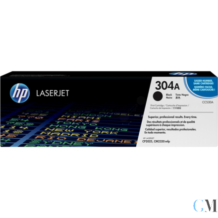 Original HP CC530A/304A Tonerkartusche schwarz, 3.500 Seiten ISO/IEC 19798