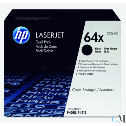 Original HP CC364XD/64XD Tonerkartusche schwarz Doppelpack, 2x24.000 Seiten ISO/IEC 19752 VE=2