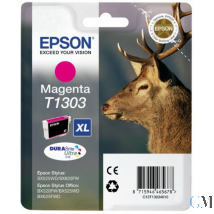Original Epson C13T13034010/T1303 Tintenpatrone magenta XL, 600 Seiten 10.1ml