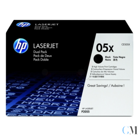 Original HP CE505XD/05XD Tonerkartusche schwarz Doppelpack, 2x6.500 Seiten ISO/IEC 19752 VE=2