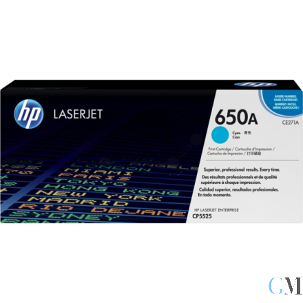 Original HP CE271A/650A Tonerkartusche cyan, 15.000 Seiten ISO/IEC 19798