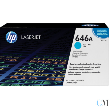 Original HP CF031A/646A Tonerkartusche cyan, 12.500 Seiten/5%
