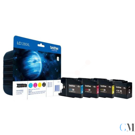Original Brother LC-1280XLVALBPDR Tintenpatrone MultiPack Bk,C,M,Y High-Capacity 1x2400pg + 3x1200pg VE=4