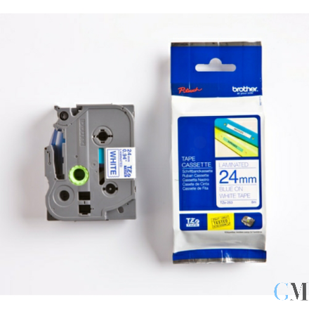 Original Brother TZE-253 DirectLabel blau auf weiss Laminat 24mm x 8m