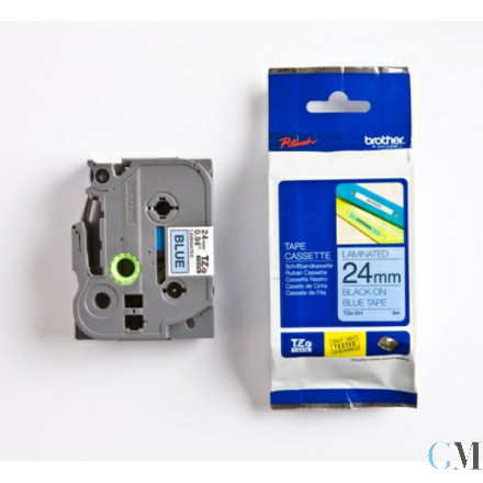 Original Brother TZE-551 DirectLabel schwarz auf blau Laminat 24mm x 8m