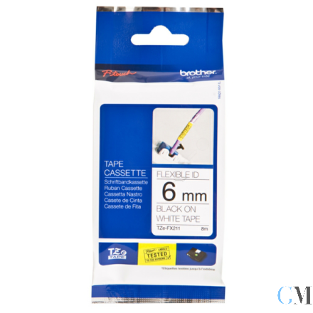 Original Brother TZE-FX211 DirectLabel schwarz auf weiss Laminat 6mm x 8m