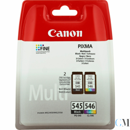 Original Canon 8287B005/PG-545+CL-546 Druckkopfpatrone Multipack schwarz + color, 2x180 Seiten ISO/IEC 24711 2x8ml VE=2