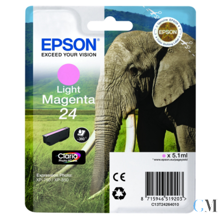Original Epson C13T24264010/24 Tintenpatrone magenta hell, 360 Seiten 5,1ml