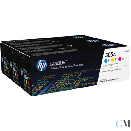 Original HP CF370AM/305A Tonerkartusche MultiPack C,M,Y, 3x2.600 Seiten ISO/IEC 19798 VE=3