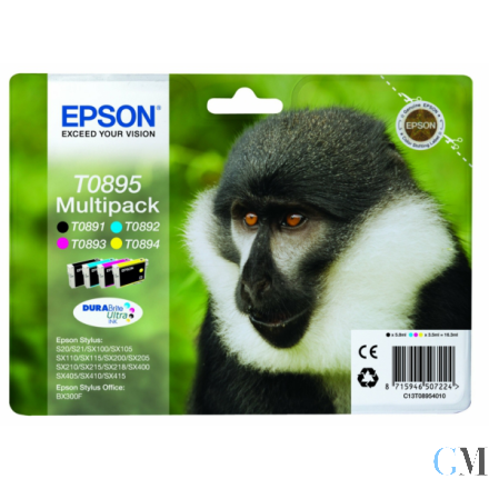 Original Epson C13T08954011/T0895 Tintenpatrone MultiPack Bk,C,M,Y 5,8ml + 3x3,5ml VE=4