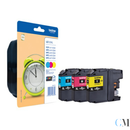 Original Brother LC-125XLRBWBP Tintenpatrone MultiPack C,M,Y, 3x1.200 Seiten ISO/IEC 24711 VE=3