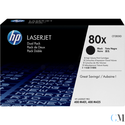 Original HP CF280XD/80X Tonerkartusche schwarz High-Capacity Doppelpack, 2x6.900 Seiten ISO/IEC 19752 VE=2