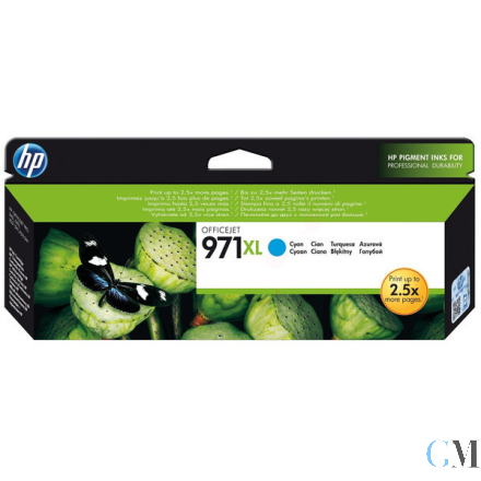 Original HP CN626AE/971XL Tintenpatrone cyan High-Capacity, 6.600 Seiten ISO/IEC 24711 86,5ml