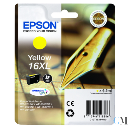 Original Epson C13T16344010/16XL Tintenpatrone gelb High-Capacity XL, 450 Seiten 6.5ml