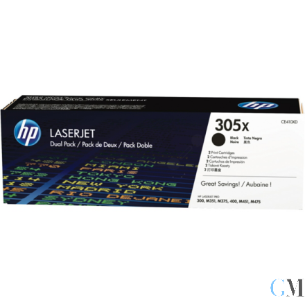 Original HP CE410XD/305X Tonerkartusche schwarz Doppelpack, 2x4.000 Seiten ISO/IEC 19798 VE=2