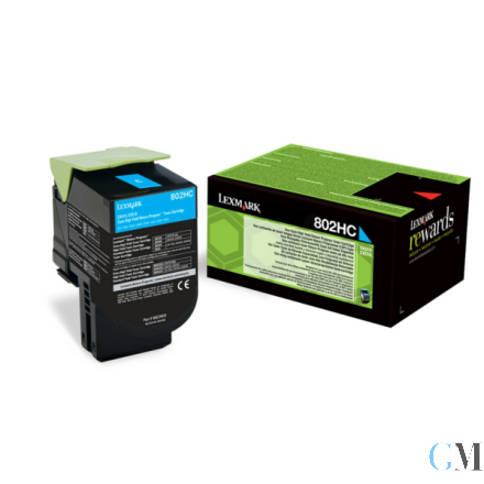 Original Lexmark 80C2HC0/802HC Toner-Kit cyan return program, 3.000 Seiten ISO/IEC 19798