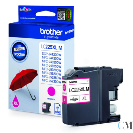 Original Brother LC-225XLM Tintenpatrone magenta, 1.200 Seiten ISO/IEC 24711 11.8ml