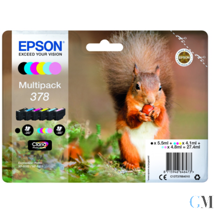 Original Epson C13T37884010/378 Tintenpatrone MultiPack Bk,C,M,Y,LC,LM 5.5ml 5,5ml 3x4,1ml 2x4,8ml VE=6