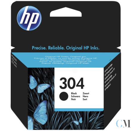 Original HP N9K06AE/304 Druckkopfpatrone schwarz, 120 Seiten/5% 4ml