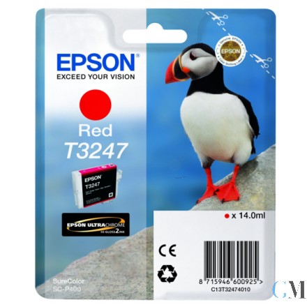 Original Epson C13T32474010/T3247 Tintenpatrone rot, 980 Seiten 14ml