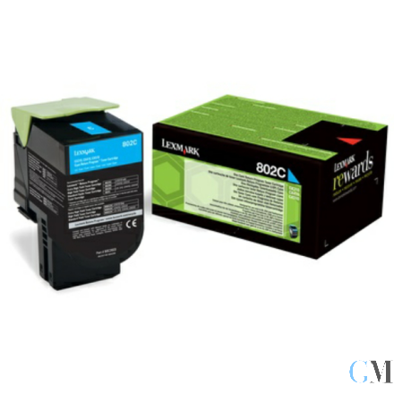 Original Lexmark 80C20CE/802CE Toner-Kit cyan corporate, 1.000 Seiten ISO/IEC 19798