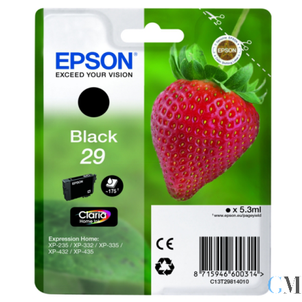 Original Epson C13T29814012/29 Tintenpatrone schwarz, 175 Seiten 5,3ml