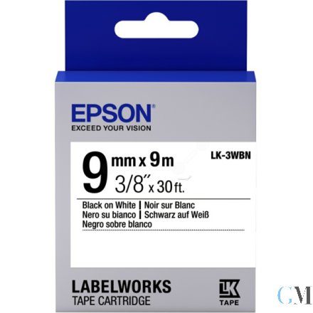 Original Epson C53S653003/LK-3WBN Farbband schwarz auf weiss 9mm x 9m
