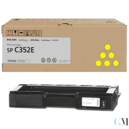 Original Ricoh 407386/TYPE SP352E Toner-Kit gelb, 6.000 Seiten ISO/IEC 19752