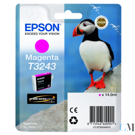 Original Epson C13T32434010/T3243 Tintenpatrone magenta, 980 Seiten 14ml
