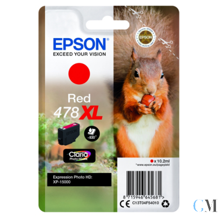 Original Epson C13T04F54010/478XL Tintenpatrone rot High-Capacity, 830 Seiten 10,2ml