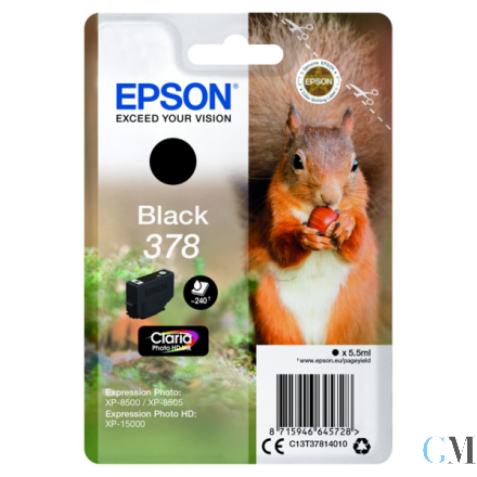 Original Epson C13T37814020/378 Tintenpatrone schwarz Blister Radio Frequency 5,5ml