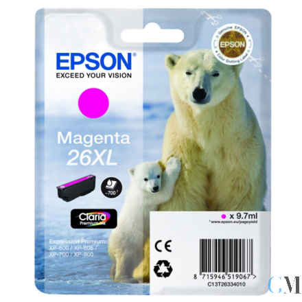 Original Epson C13T26334012/26XL Tintenpatrone magenta High-Capacity XL, 700 Seiten 9,7ml
