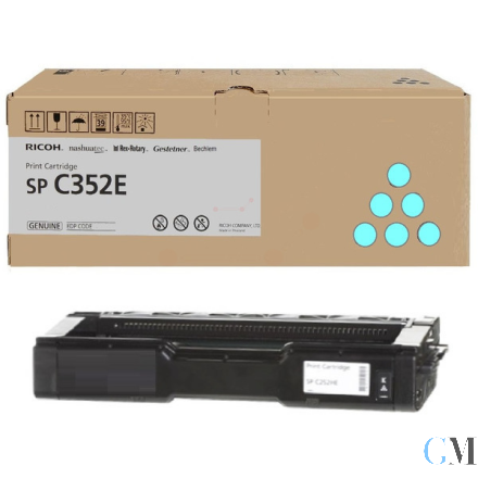 Original Ricoh 407384/TYPE SP352E Toner-Kit cyan, 6.000 Seiten ISO/IEC 19752