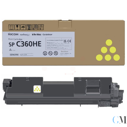 Original Ricoh 408187/SPC360HE Toner-Kit gelb High-Capacity, 5.000 Seiten ISO/IEC 19752