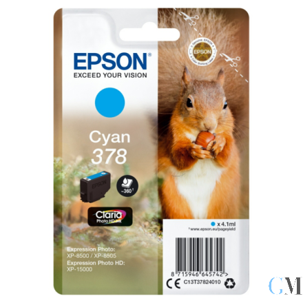 Original Epson C13T37824020/378 Tintenpatrone cyan Blister Radio Frequency 4,1ml
