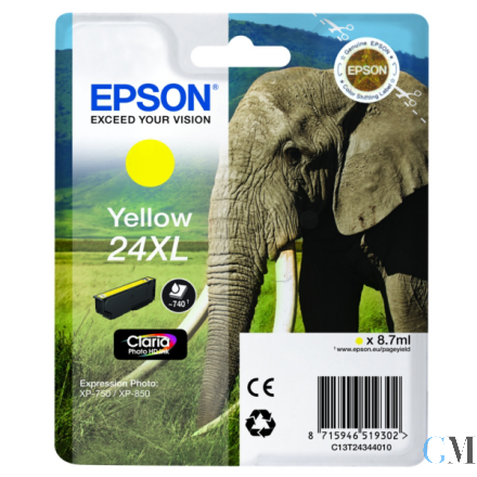 Original Epson C13T24344012/24XL Tintenpatrone gelb High-Capacity, 500 Seiten 8,7ml