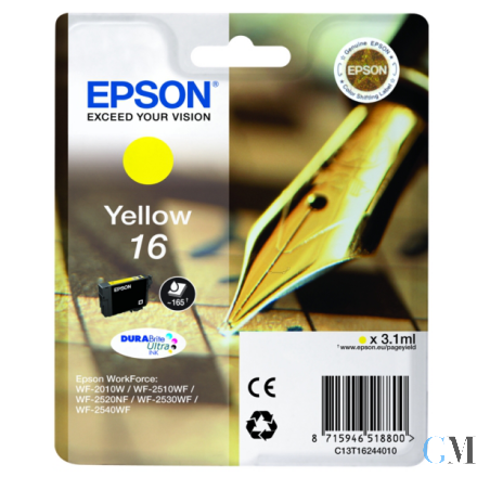 Original Epson C13T16244012/16 Tintenpatrone gelb, 165 Seiten 3,1ml