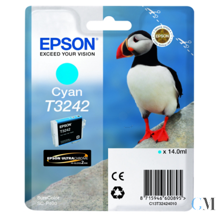 Original Epson C13T32424010/T3242 Tintenpatrone cyan, 980 Seiten 14ml