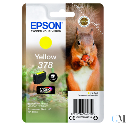 Original Epson C13T37844010/378 Tintenpatrone gelb, 360 Seiten 4,1ml
