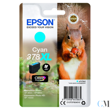 Original Epson C13T37924010/378XL Tintenpatrone cyan High-Capacity, 830 Seiten 9,3ml
