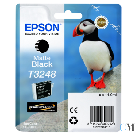 Original Epson C13T32484010/T3248 Tintenpatrone schwarz matt, 650 Seiten 14ml