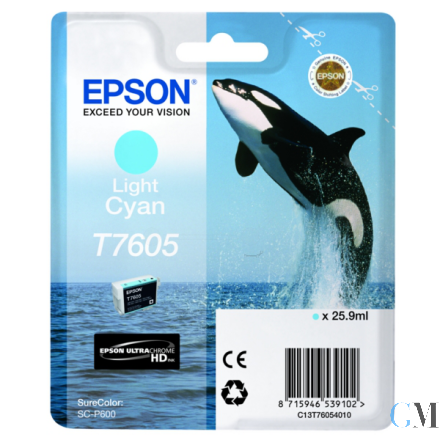 Original Epson C13T76054010/T7605 Tintenpatrone cyan hell, 2.400 Seiten 25,9ml