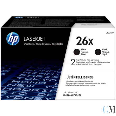 Original HP CF226XD/26X Tonerkartusche High-Capacity Doppelpack, 2x9.000 Seiten ISO/IEC 19752 VE=2